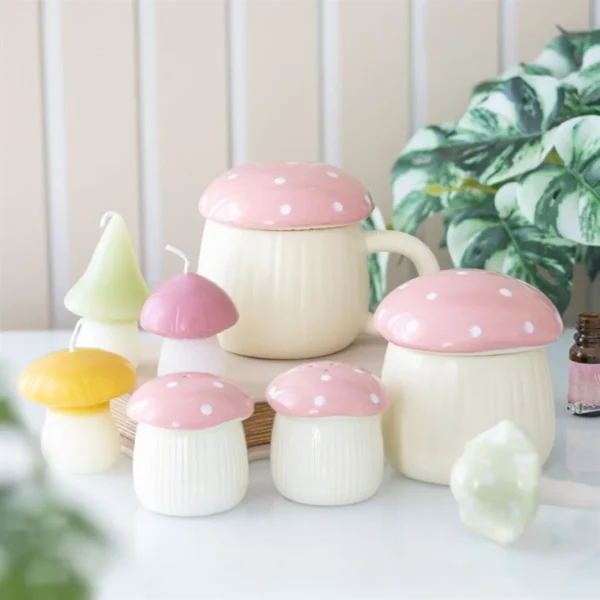 Pink Mushroom Salt and Pepper Shakers 5 Pink Mushroom Salt and Pepper Shakers