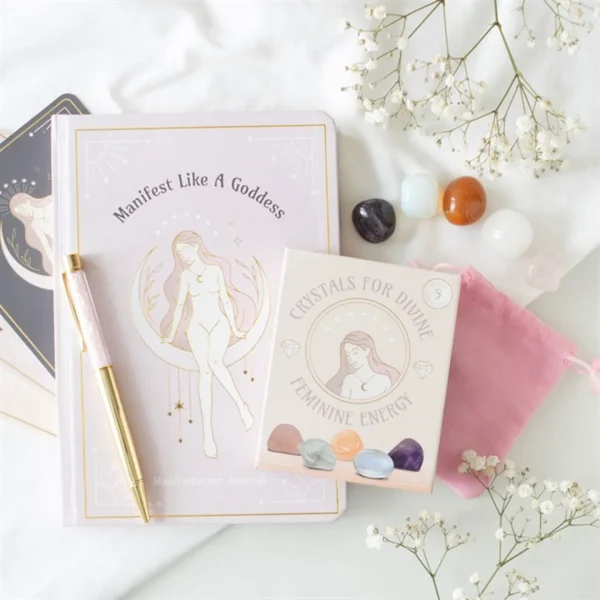 Goddess Energy A5 Manifestation Journal and Rose Quartz Crystal Pen 6 Goddess Energy A5 Manifestation Journal and Rose Quartz Crystal Pen