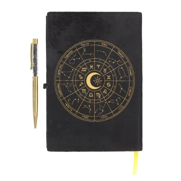 Astrology Wheel Journal with Black Obsidian Pen 3 Astrology Wheel Journal with Black Obsidian Pen