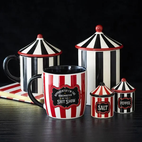 Black Striped Circus Tent Storage Jar 5 Black Striped Circus Tent Storage Jar