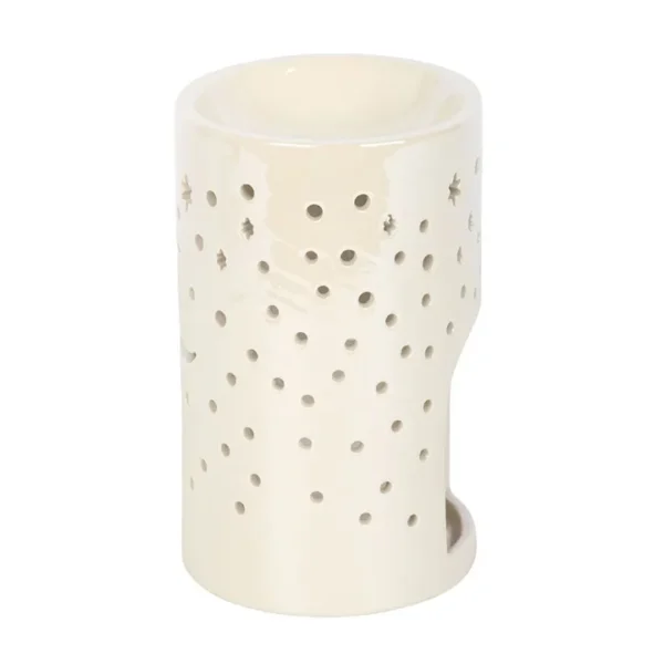 Iridescent White Moon Pillar Oil Burner and Wax Warmer 3 Iridescent White Moon Pillar Oil Burner and Wax Warmer