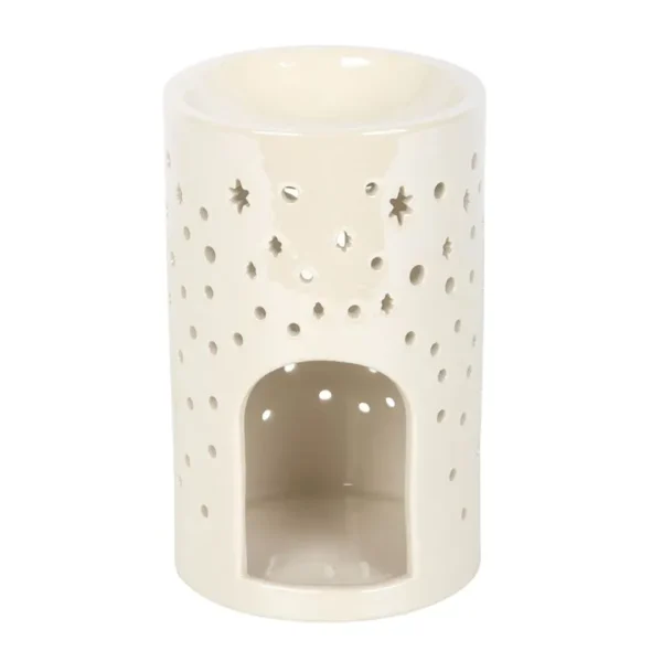 Iridescent White Moon Pillar Oil Burner and Wax Warmer 4 Iridescent White Moon Pillar Oil Burner and Wax Warmer