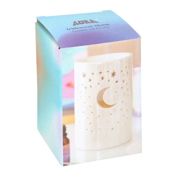 Iridescent White Moon Pillar Oil Burner and Wax Warmer 5 Iridescent White Moon Pillar Oil Burner and Wax Warmer