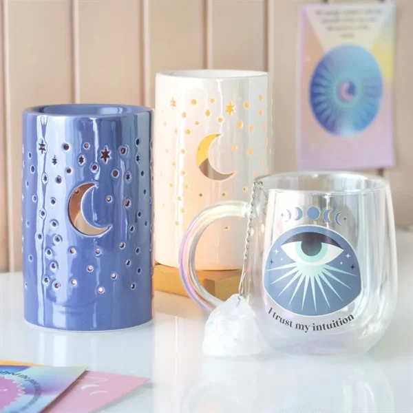 Iridescent Purple Moon Pillar Oil Burner and Wax Warmer 6 Iridescent Purple Moon Pillar Oil Burner and Wax Warmer