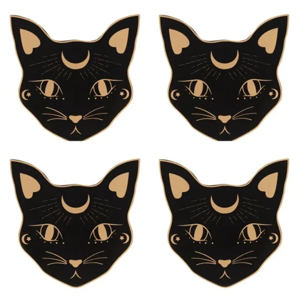 Mystic Mog Cat Face Coaster Set