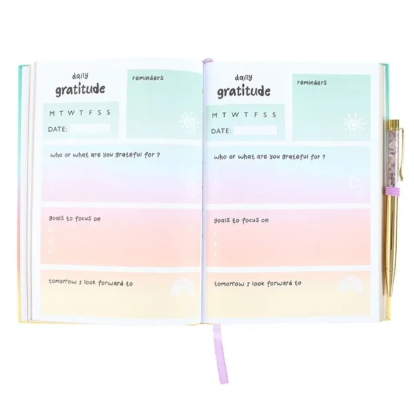 Multicoloured Gratitude Journal with Amethyst Pen 4 Multicoloured Gratitude Journal with Amethyst Pen