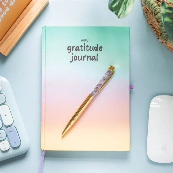 Multicoloured Gratitude Journal with Amethyst Pen 6 Multicoloured Gratitude Journal with Amethyst Pen
