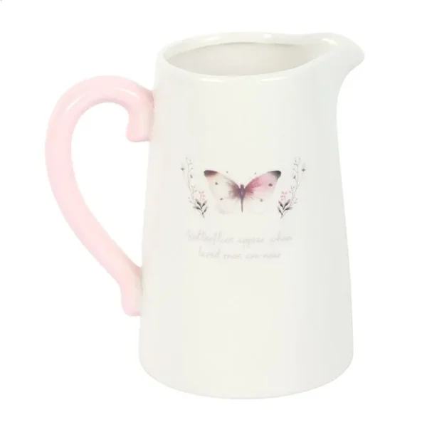 White Butterfly Print Ceramic Flower Jug 2 White Butterfly Print Ceramic Flower Jug