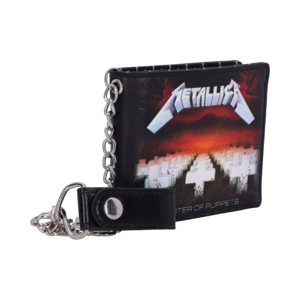 Metallica Master of Puppets Black Leather Wallet - Silver Chain Black leather Metallica wallet with Master of Puppets album artwork and attached silver chain.