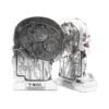 Terminator T-800 Chrome Collectible Heads - Red Eye Display Two chrome T-800 Terminator heads from Terminator 2: Judgment Day collectible display.