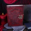 Lockable Red Leather Baphomet Embossed Journal Halloween Gift Ideas Lockable Red Leather Baphomet Embossed Journal