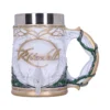 Rivendell Elven Decorative Mug - White Gold Vine Design A white and gold Rivendell-themed decorative mug with elven vine designs and jeweled details.