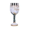 Rivendell Elven Goblet Stainless Steel White Gold Vine Design A white and gold fantasy goblet with vine designs and “Rivendell” inscribed on the cup.