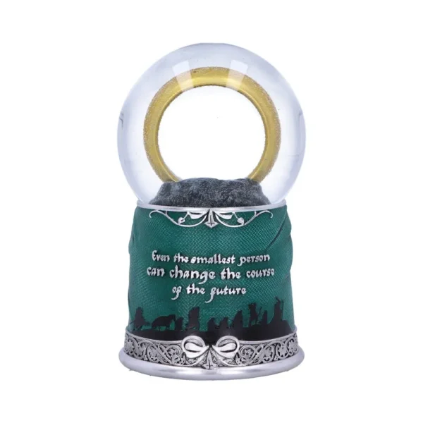 Lord Of The Rings Snow Globe Green Base - One Ring Design A Lord of the Rings snow globe featuring the One Ring, quote, and Fellowship silhouette.