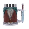 Fantasy-themed mug shaped like a medieval tunic with a sword handle and ornate elven details