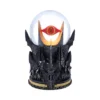 Eye Of Sauron Crystal Orb Sculpture - Black Tower Base Design A decorative Eye of Sauron sculpture with fiery glass orb and dark tower base.