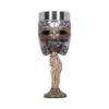 Viking Goblet Metal Chalice Silver Bronze Helmet Design A medieval-style Viking goblet with ornate helmet design and horse-shaped stem.