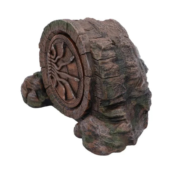 Ancient Stone Sculpture Brown Finish - Tentacle Portal Design A weathered stone sculpture with a circular tentacle design resembling an ancient mystical portal.