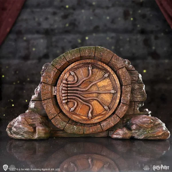 Harry Potter Chamber Of Secrets Door Replica Bronze Serpents A detailed replica of the Chamber of Secrets door with coiled bronze serpents and stone arch.