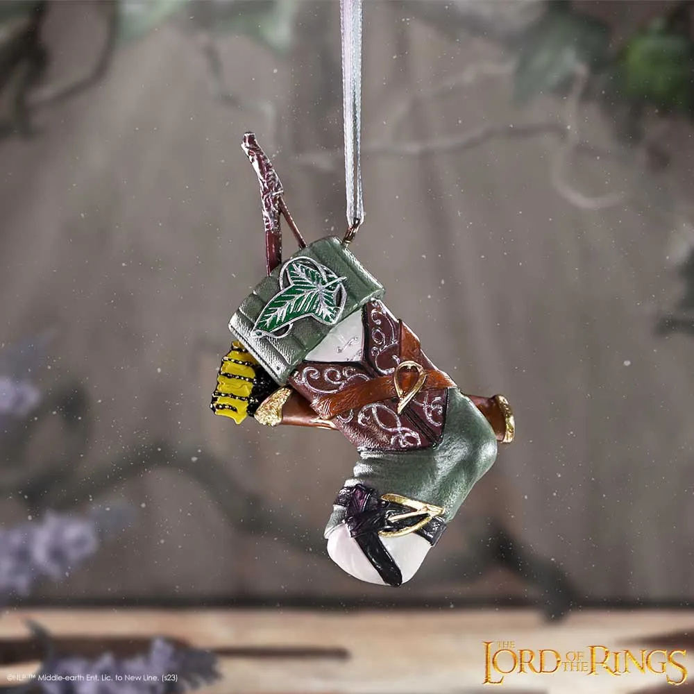 The Lord Of The Rings Gift Buying Advice 4 Detailed Legolas-inspired Christmas ornament with elven cloak, bow, and quiver hanging on a tree.