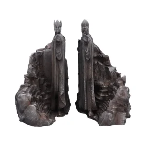 Stone King Statues Gray Cliff Sculptures - Majestic Guardians Two towering stone statues of robed kings with raised hands carved into rocky cliffs.