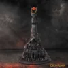 Barad-dûr Tower Model Dark Stone Fortress - Fiery Eye Detail A detailed model of Barad-dûr tower with the fiery Eye of Sauron glowing at its peak.