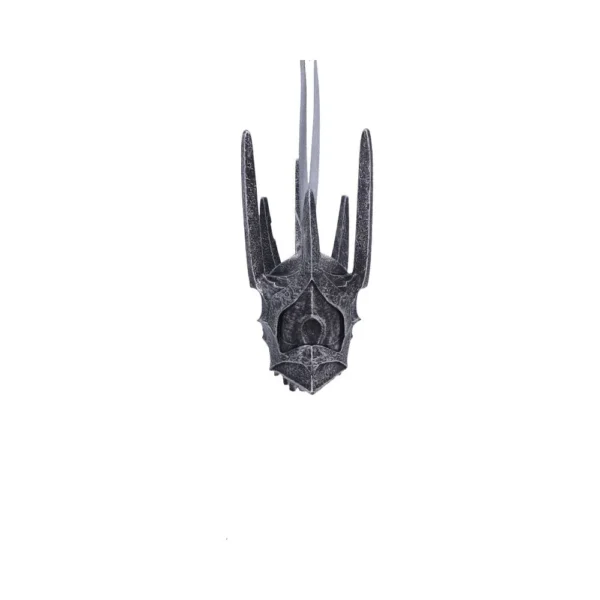 Dark Lord Helmet Ornament Metal Gray - Spiked Crown Design A dark metallic miniature helmet ornament with tall spikes, inspired by a fantasy dark lord.