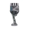 Elven Castle Fantasy Goblet Silver Chalice With Tree Roots A fantasy goblet shaped like an elven castle blending stone architecture with tree roots and vines.