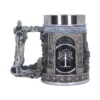 Fantasy Castle Stone Mug Stainless Steel - White Tree Emblem A fantasy castle-themed mug with a white tree emblem and detailed stone-like design.