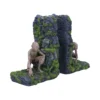 Gollum Bookends Resin Stone Gray Set - Mossy Cave Design Gollum-themed rocky moss-covered bookends resembling a cave wall from The Lord of the Rings.