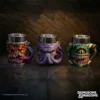 Dungeons & Dragons Monster Mugs Set - Sculpted Ceramic Design Three detailed Dungeons & Dragons monster mugs featuring a demon, Mind Flayer, and Beholder on display.