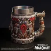 World of Warcraft Horde Mug Wood and Metal - Tribal Design A detailed World of Warcraft Horde-themed mug with carved wood, metal, and fur textures.