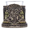 Hogwarts Crest Candle Holder Metallic Resin Gold - Gothic Design A gold and black Hogwarts crest candle holder with glass insert and ornate medieval detailing.