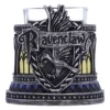 Ravenclaw Crest Candle Holder Metal Blue - Medieval Design Ravenclaw crest candle holder with raven emblem, blue accents, and ornate medieval-style metal design.