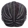 Sculpted Head Resin Figurine Dark Brown - Silver Carved Grooves Sculpted head top view with carved silver grooves and dark brown textured hair pattern.