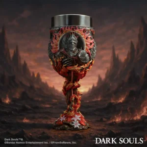 A dark fantasy chalice featuring a crowned knight and sculpted flames inspired by Dark Souls.