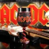 AC/DC Black Red Metal Goblet - Rock Band Logo Design AC/DC collectables black and red metal goblet with guitar and lightning logo background