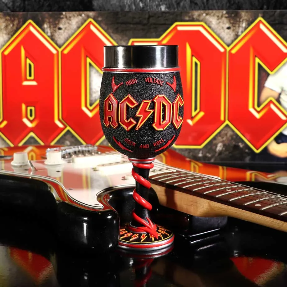 AC/DC Collectables - For Those About To Rock 2 AC/DC collectables black and red metal goblet with guitar and lightning logo background