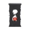 Red Sand Hourglass Gothic Resin Frame - Rugged Black Design A red sand hourglass inside a rugged black rectangular frame with a gothic design.