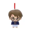 Harry Potter Chibi Ornament Figurine Resin Blue Pajamas Chibi Harry Potter ornament in blue pajamas with glasses and red ribbon for hanging.