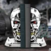 Chrome Robotic Skull Bookends Metallic Silver With Red Eyeshidden Hatch Chrome Robotic Skull Bookends Metallic Silver With Red Eyeshidden Hatch