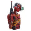 Cybernetic Warrior Figurine Resin Model - Red Mechanical Detail Futuristic cyborg warrior figurine with red muscles, metallic armor, and a black sci-fi rifle.