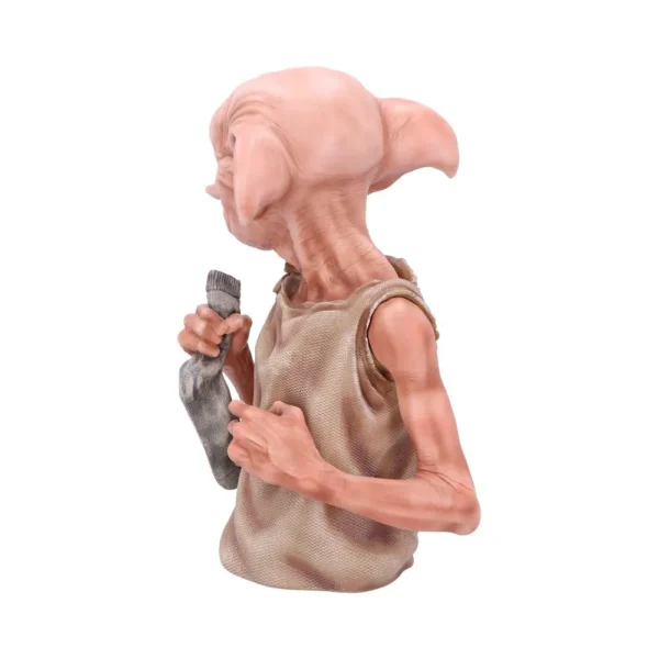 Dobby House-Elf Resin Figurine Beige - Holding Freedom Sock Realistic Dobby house-elf figurine holding gray sock of freedom on white background.