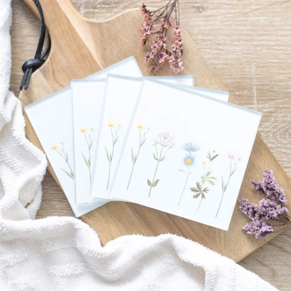 Floral Glass Coaster Set 1 Floral Glass Coaster Set