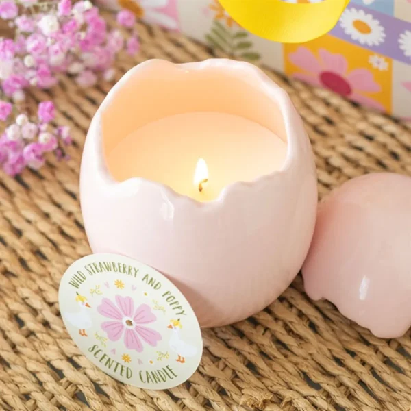 Wild Strawberry & Poppy Egg Shaped Candle 1 Wild Strawberry & Poppy Egg Shaped Candle