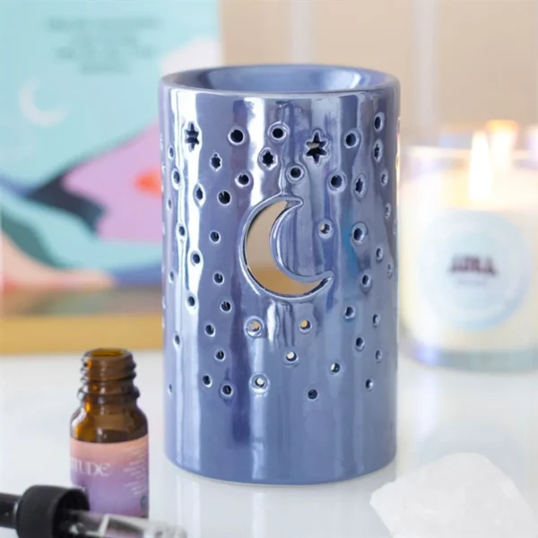 Iridescent Purple Moon Pillar Oil Burner and Wax Warmer 1 Iridescent Purple Moon Pillar Oil Burner and Wax Warmer