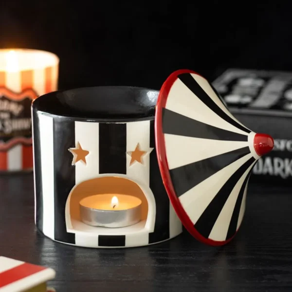 Black Striped Circus Tent Oil Burner 1 Black Striped Circus Tent Oil Burner