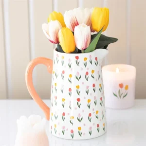 Tulip Print Ceramic Flower Jug