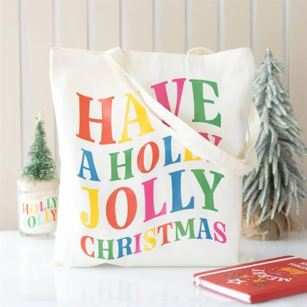 Holly Jolly Christmas Polyester Tote Bag 1 Holly Jolly Christmas Polyester Tote Bag