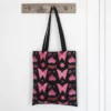 Flaming Butterfly Print Polycotton Tote Bag
